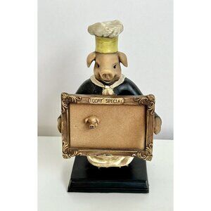 9” French Chef Baker Pig Magnetic Menu Board Sign Vintage Decor Pastry Italian